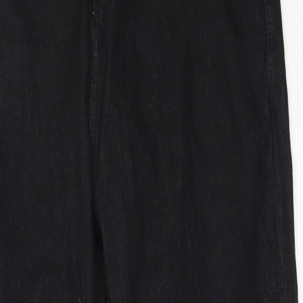 PRETTYLITTLETHING Womens Black  Cotton Straight Jeans Size 18 L29 in Regular