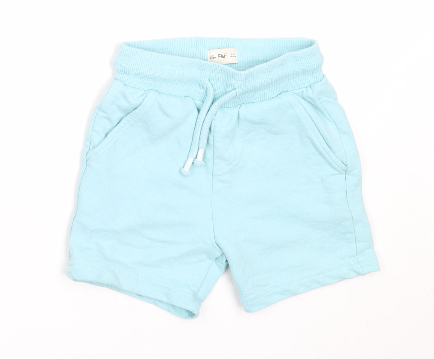 F&F Boys Blue  Cotton Cropped Trousers Size 12-18 Months