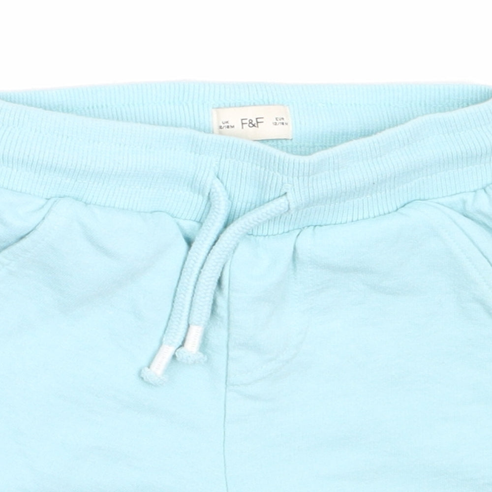 F&F Boys Blue  Cotton Cropped Trousers Size 12-18 Months