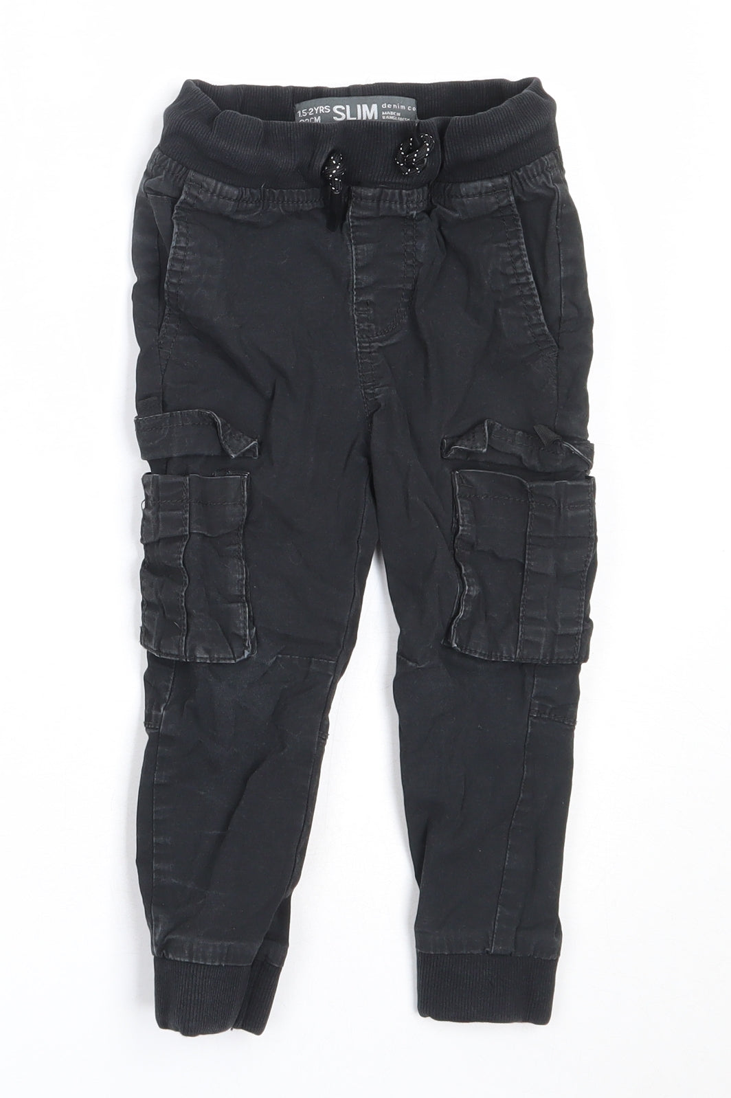 Primark Boys Black  Cotton Capri Trousers Size 18-24 Months