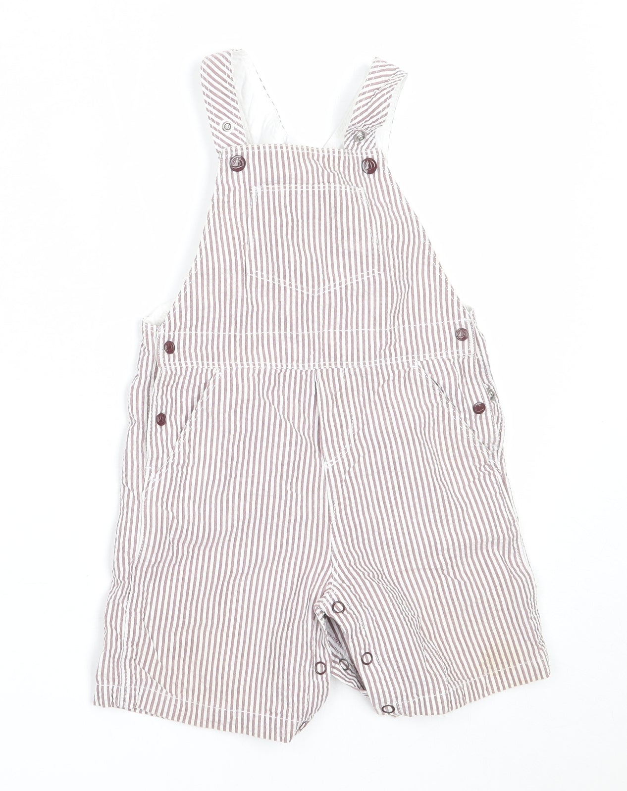 Petit Bateau Baby Red Striped Cotton Dungaree One-Piece Size 24 Months