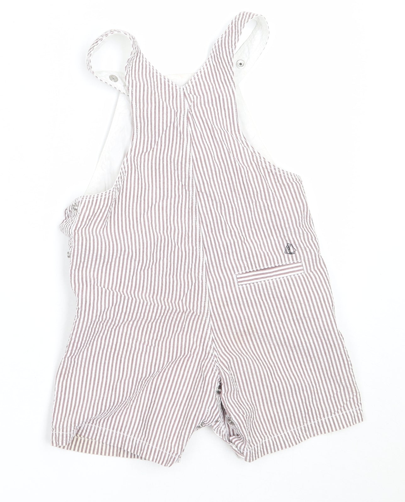Petit Bateau Baby Red Striped Cotton Dungaree One-Piece Size 24 Months