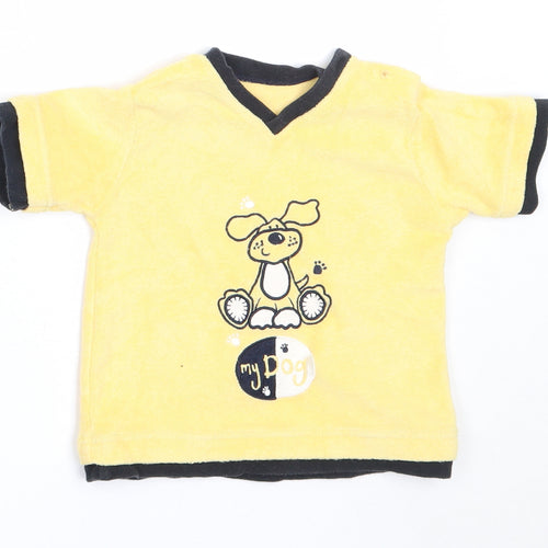 George Boys Yellow  Cotton Basic T-Shirt Size 6-9 Months V-Neck