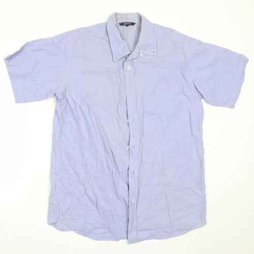 HARBOUR BAY Mens Blue  Cotton  Button-Up Size M Collared