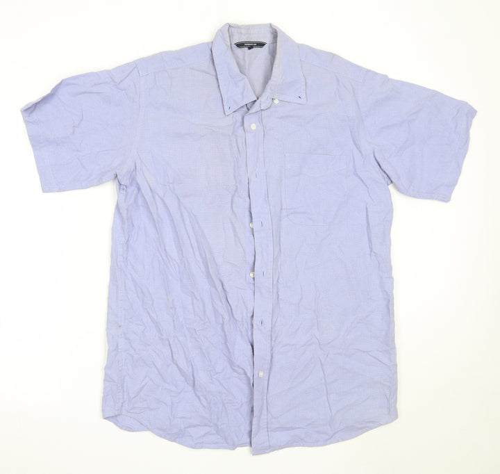 HARBOUR BAY Mens Blue  Cotton  Button-Up Size M Collared