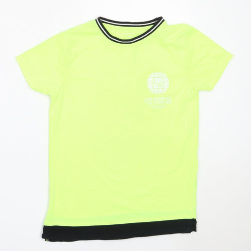 Primark Boys Green  Polyester Basic T-Shirt Size 9-10 Years Round Neck