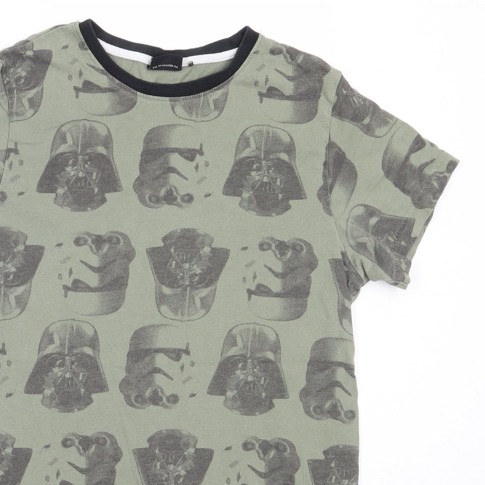 NEXT Boys Green  Cotton Basic T-Shirt Size 12 Years Round Neck  - star wars