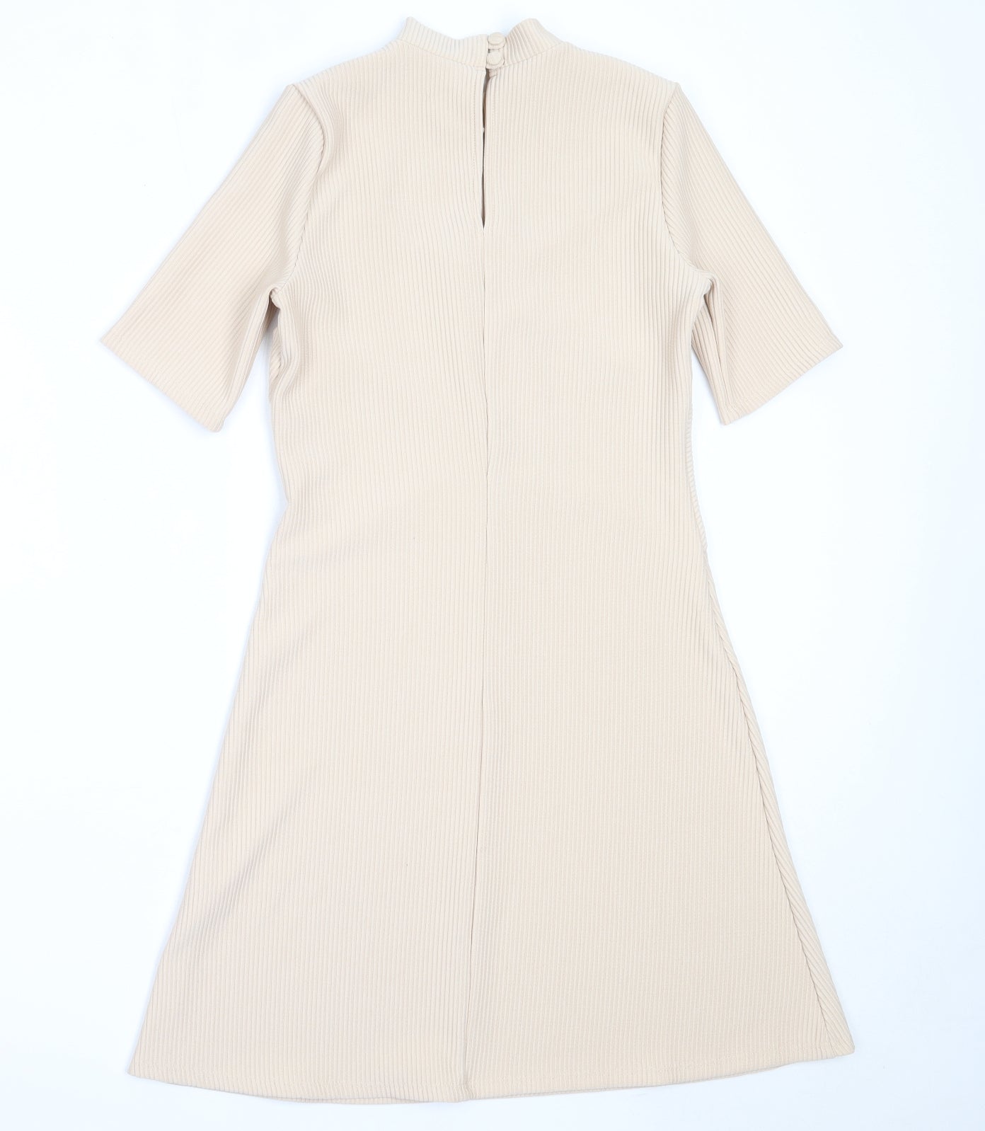 Miss Selfridge Womens Beige  Polyester Fit & Flare  Size 8  High Neck