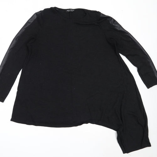 Select Womens Black Round Neck  Polyester Pullover Jumper Size 16