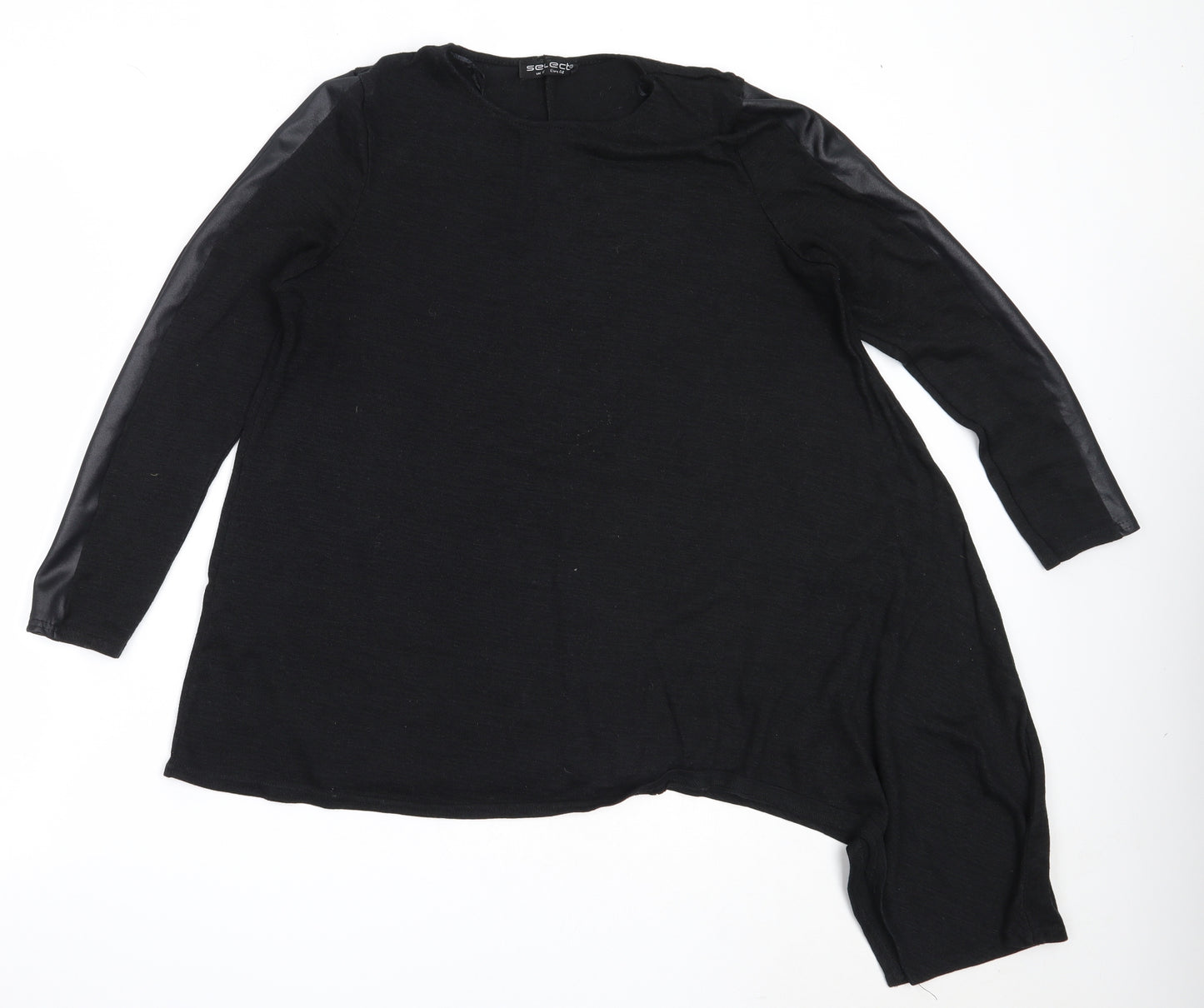 Select Womens Black Round Neck  Polyester Pullover Jumper Size 16