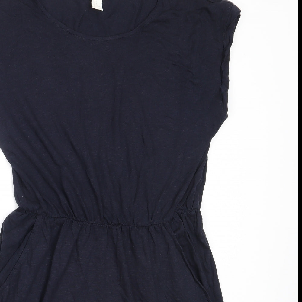 H&M Womens Blue  Cotton Fit & Flare  Size M  Round Neck