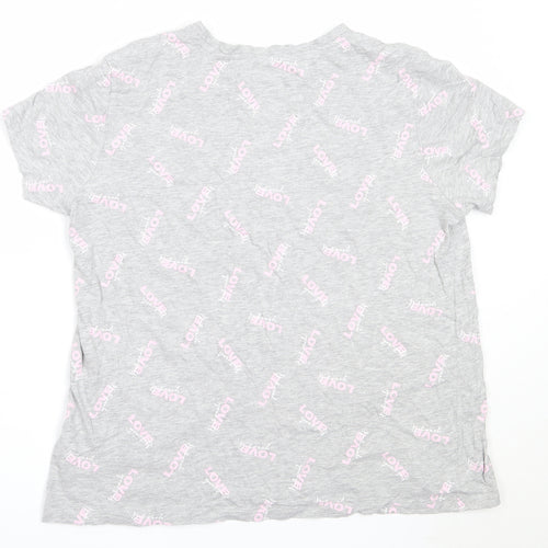 Primark Womens Grey Solid Cotton Top Pyjama Top Size L