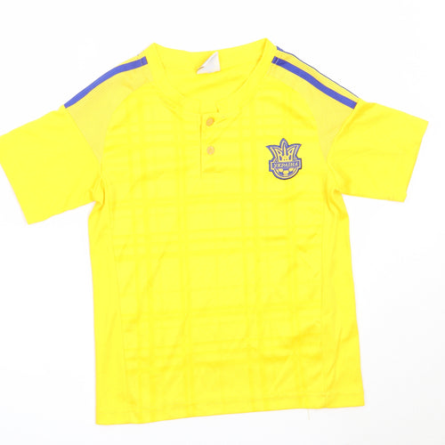 Ykpaiha Boys Yellow  Polyester Jersey T-Shirt Size XS Round Neck