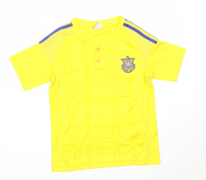 Ykpaiha Boys Yellow Polyester Jersey T-Shirt Size XS Round Neck