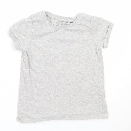 NEXT Girls Grey  Cotton Basic T-Shirt Size 4 Years Round Neck