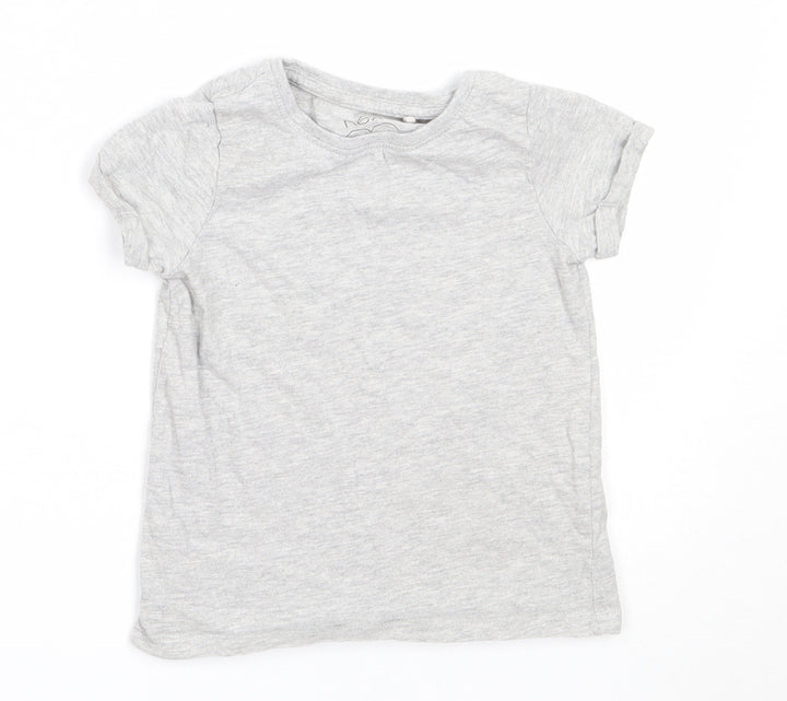 NEXT Girls Grey  Cotton Basic T-Shirt Size 4 Years Round Neck
