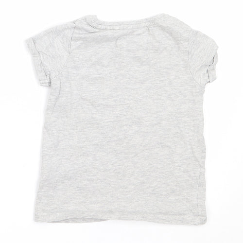 NEXT Girls Grey  Cotton Basic T-Shirt Size 4 Years Round Neck