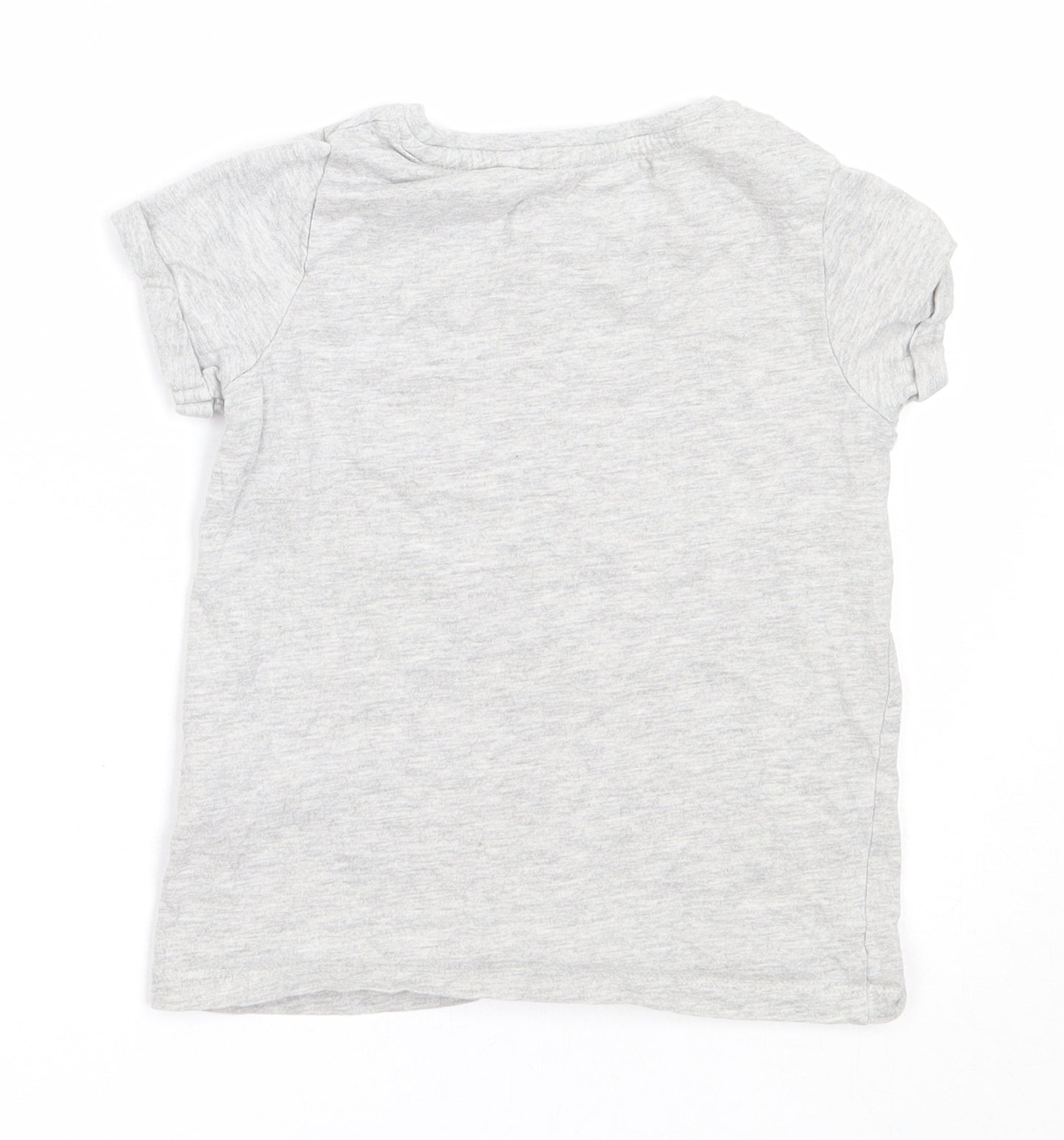 NEXT Girls Grey  Cotton Basic T-Shirt Size 4 Years Round Neck