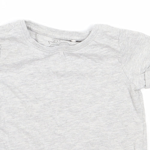 NEXT Girls Grey  Cotton Basic T-Shirt Size 4 Years Round Neck