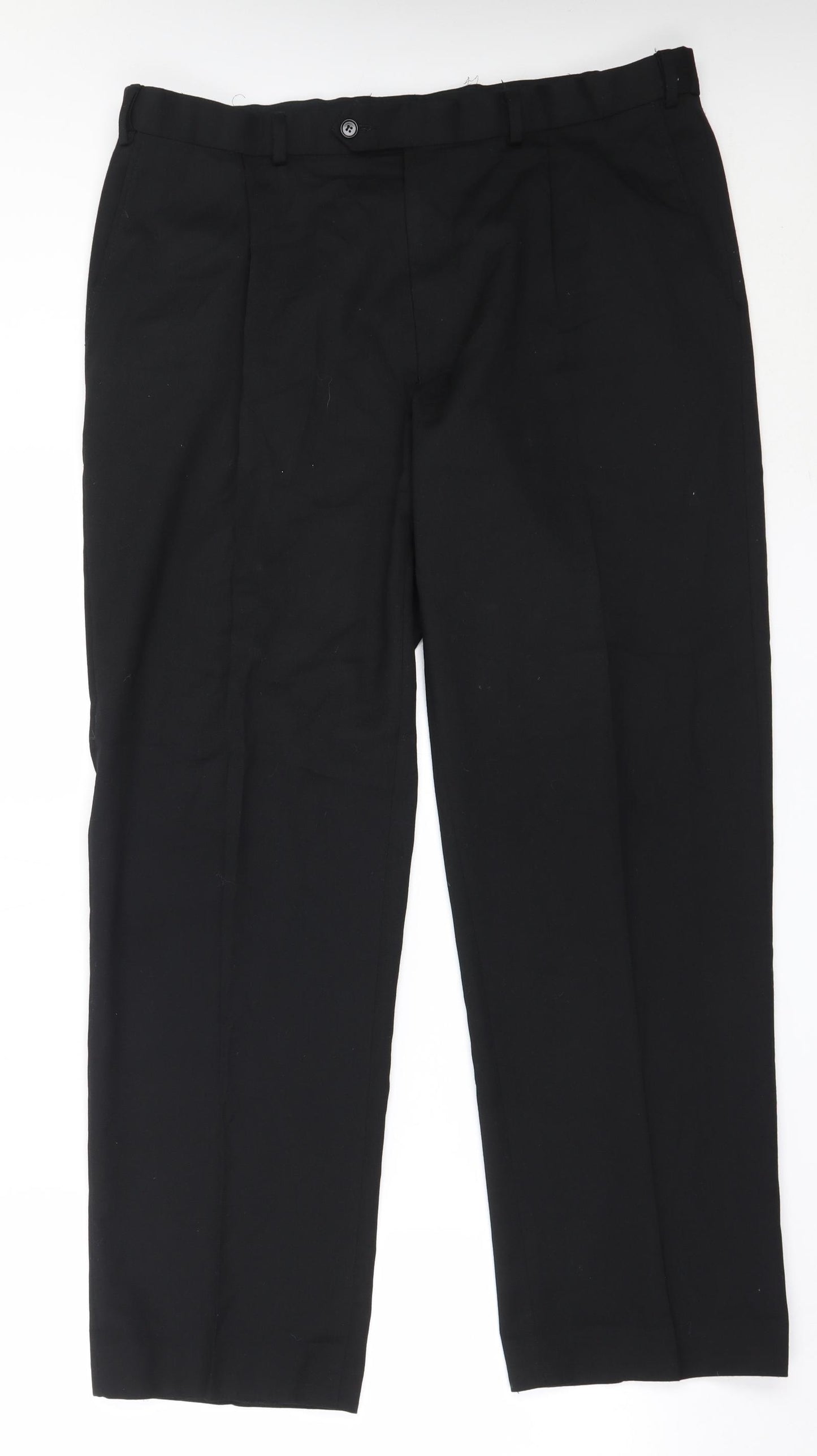 Marks and Spencer Mens Black  Polyester Trousers  Size 38 in L31 in Regular