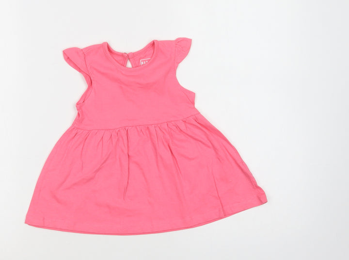 Primark Baby Pink  Cotton A-Line  Size 6-9 Months  Crew Neck Button