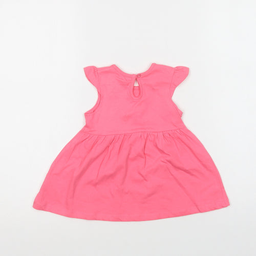 Primark Baby Pink  Cotton A-Line  Size 6-9 Months  Crew Neck Button