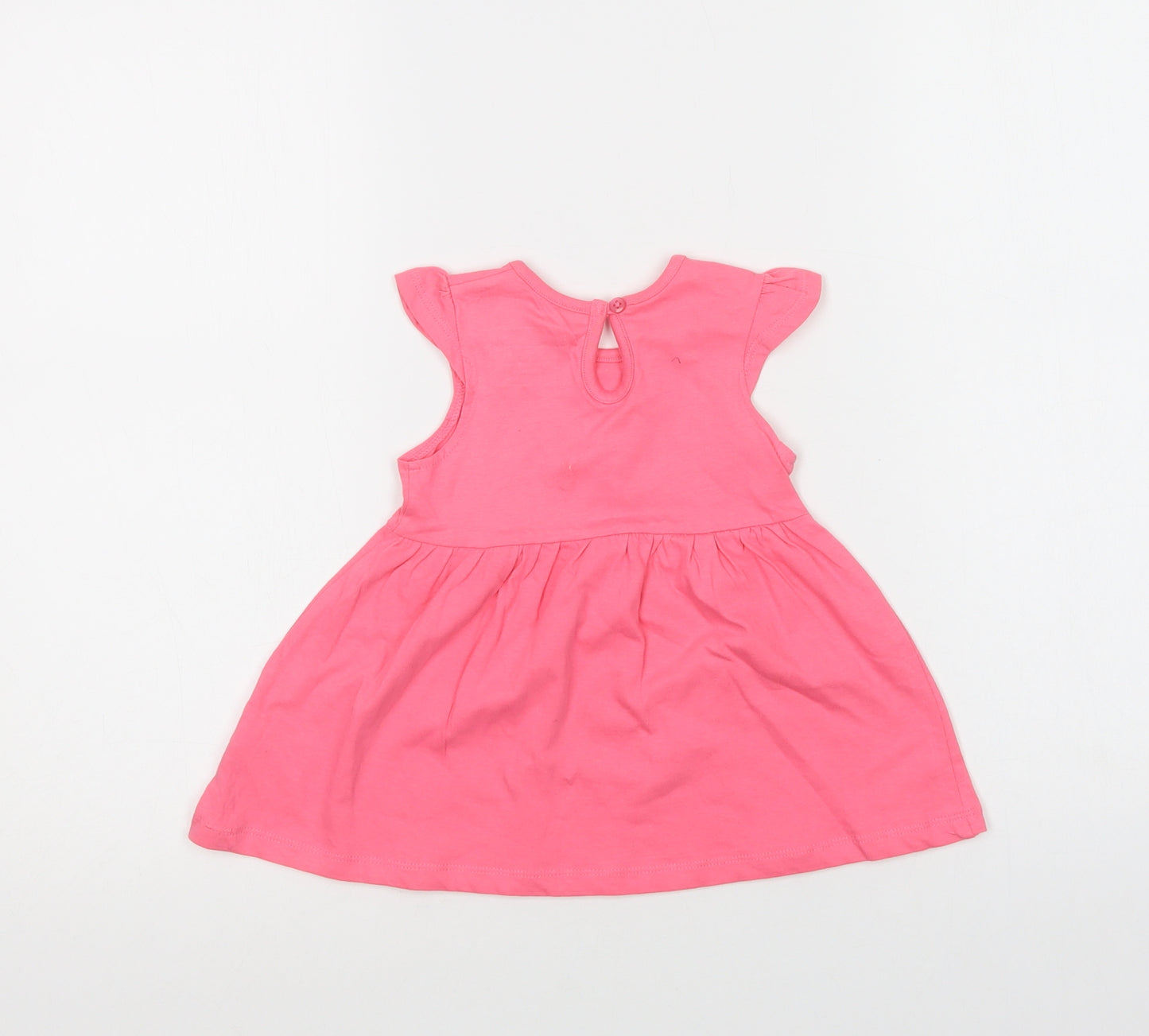 Primark Baby Pink  Cotton A-Line  Size 6-9 Months  Crew Neck Button