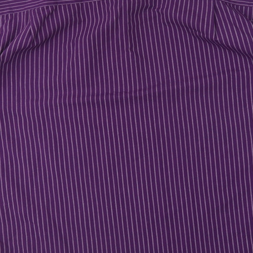 Matalan Mens Purple Striped Polyester  Dress Shirt Size 16 Collared Button