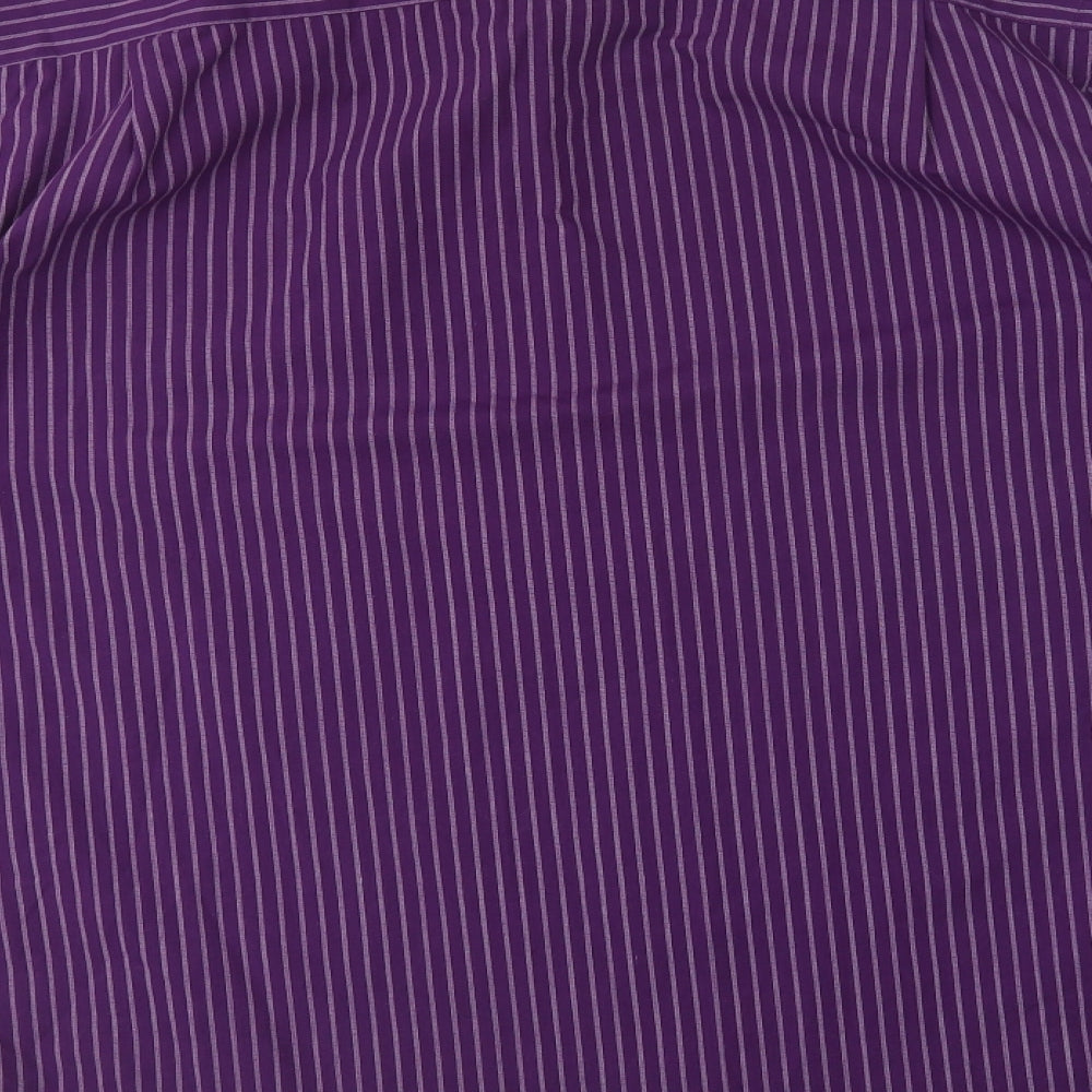 Matalan Mens Purple Striped Polyester  Dress Shirt Size 16 Collared Button