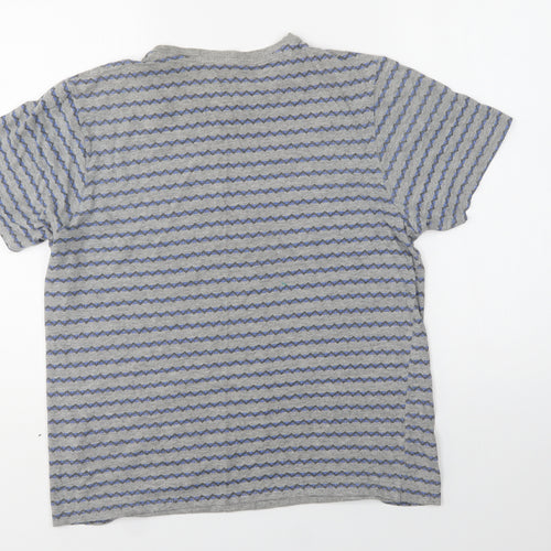 GBeorge Mens Grey Geometric Cotton  T-Shirt Size S Crew Neck