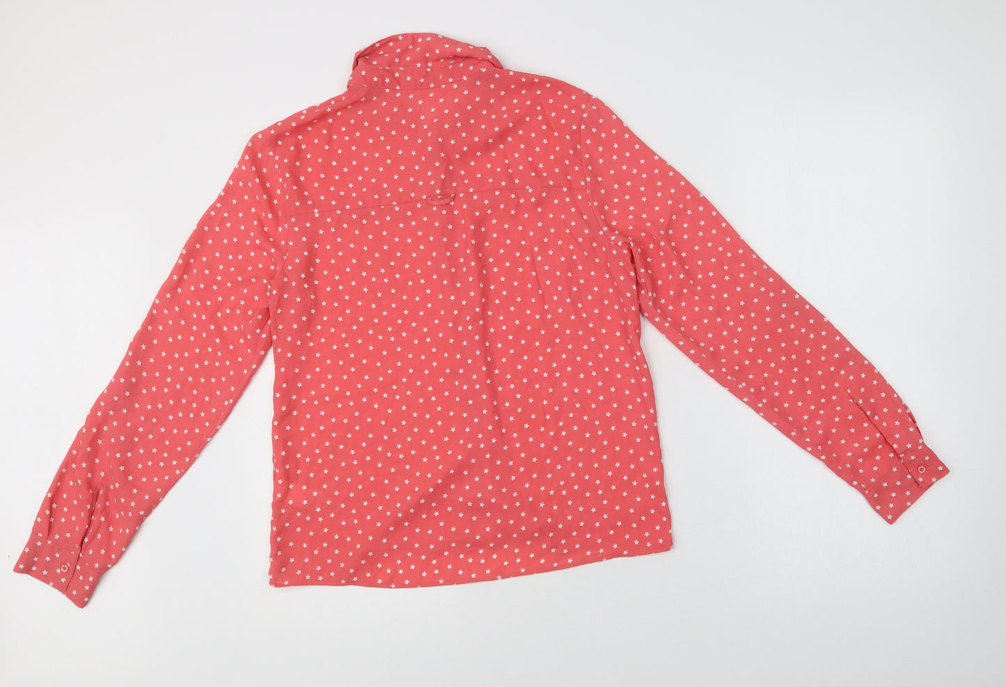 NEXT Womens Pink Geometric Polyester Basic Button-Up Size 10 Collared - Star Print