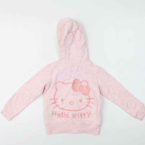 M&S Girls Pink  Cotton Full Zip Hoodie Size 3-4 Years  Zip - Hello Kitty