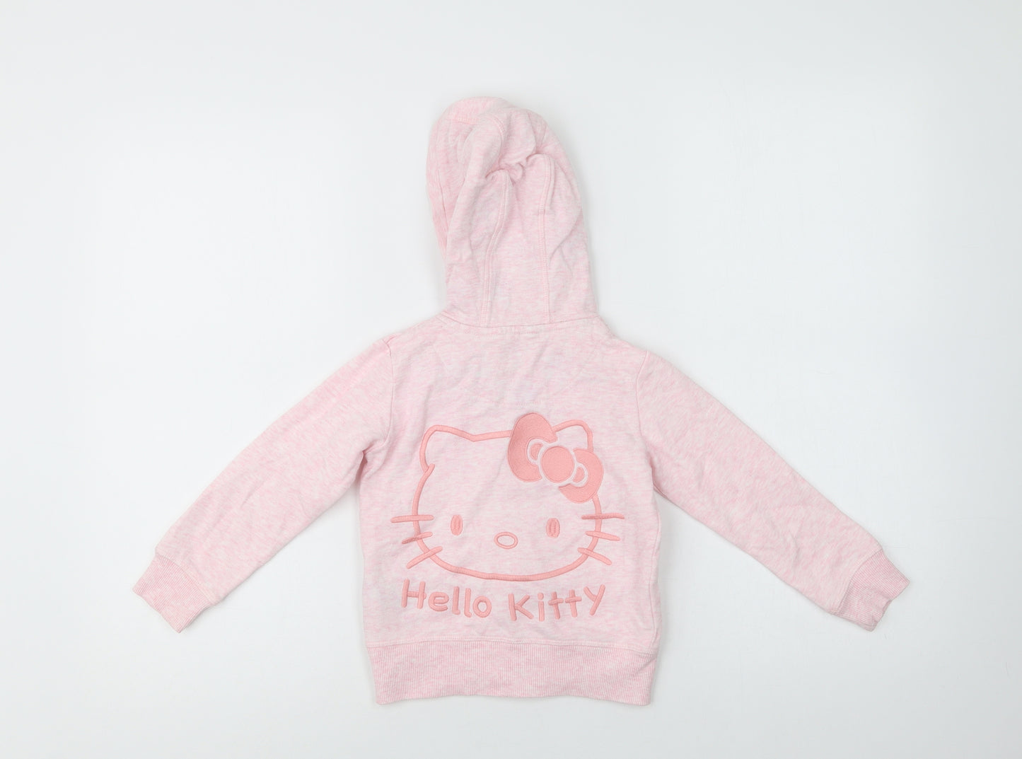 M&S Girls Pink  Cotton Full Zip Hoodie Size 3-4 Years  Zip - Hello Kitty