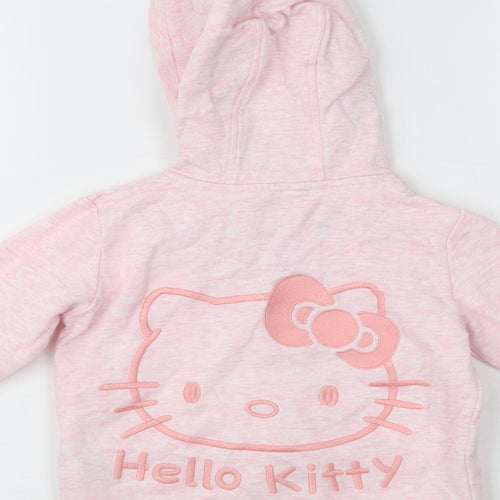 M&S Girls Pink  Cotton Full Zip Hoodie Size 3-4 Years  Zip - Hello Kitty