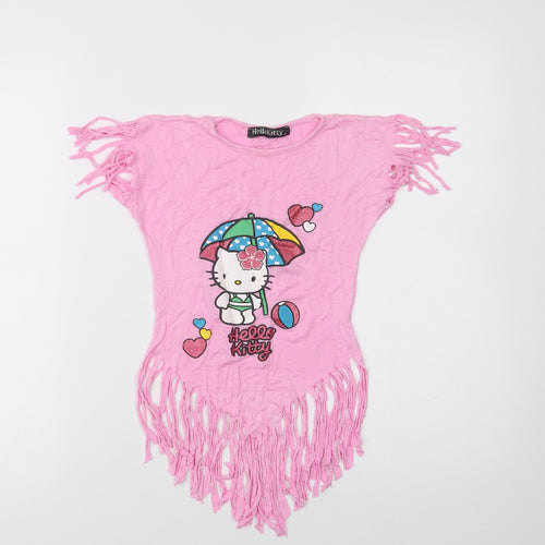 Hello Kitty Girls Pink  Cotton Basic Blouse Size 2 Years Crew Neck