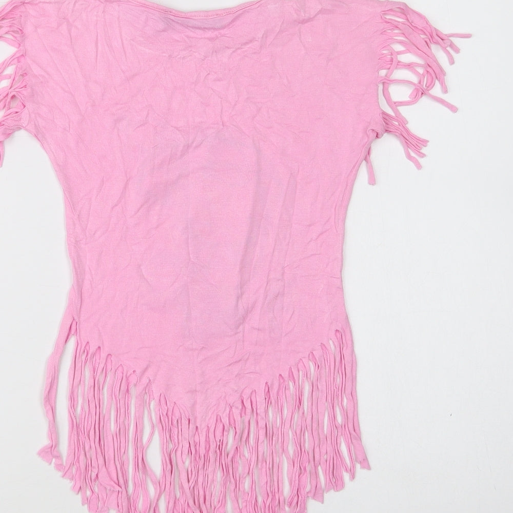 Hello Kitty Girls Pink  Cotton Basic Blouse Size 2 Years Crew Neck