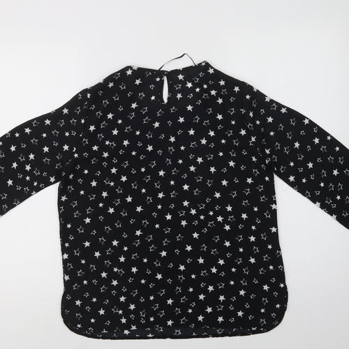 Primark Womens Black Geometric Polyester Basic Blouse Size 8 Round Neck - Star Print