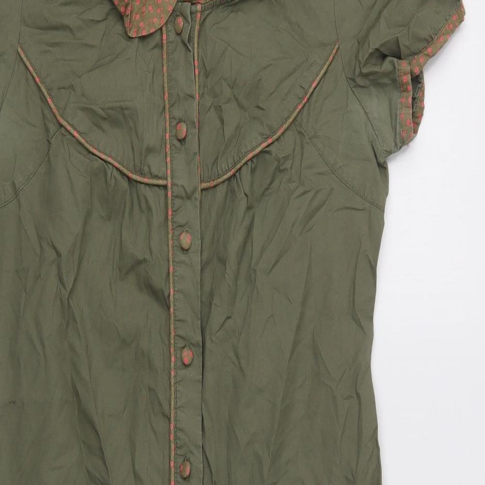 Primark Womens Green  Cotton Shirt Dress  Size 8  Collared Button