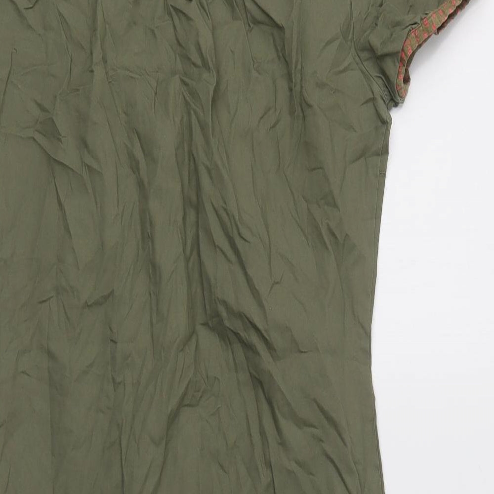 Primark Womens Green  Cotton Shirt Dress  Size 8  Collared Button