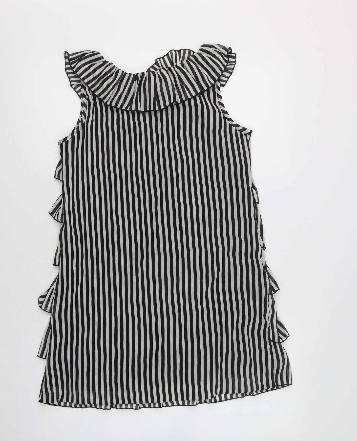 Mela Loves London Womens Black Striped Polyester Shift  Size M  Round Neck