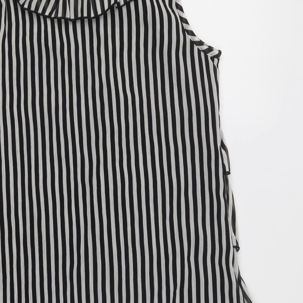 Mela Loves London Womens Black Striped Polyester Shift  Size M  Round Neck
