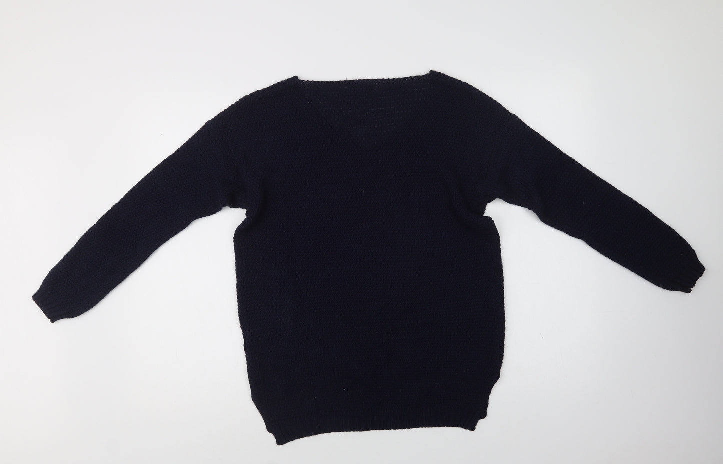 Nada Del Riccio Womens Blue V-Neck  Acrylic Pullover Jumper Size S