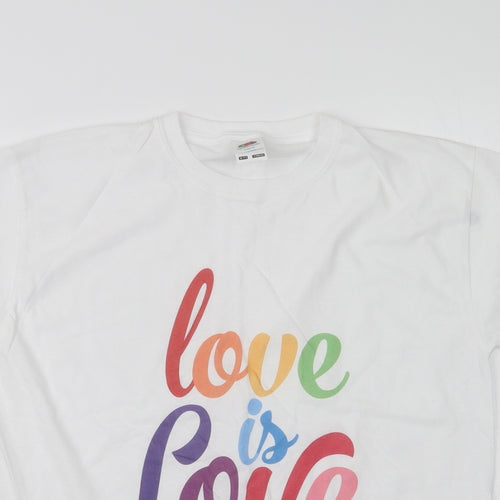 Fruit of the Loom Girls White  Cotton Basic Polo Size 9-10 Years Crew Neck