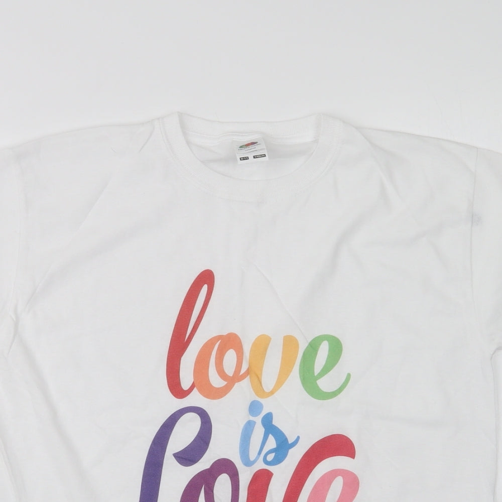 Fruit of the Loom Girls White  Cotton Basic Polo Size 9-10 Years Crew Neck