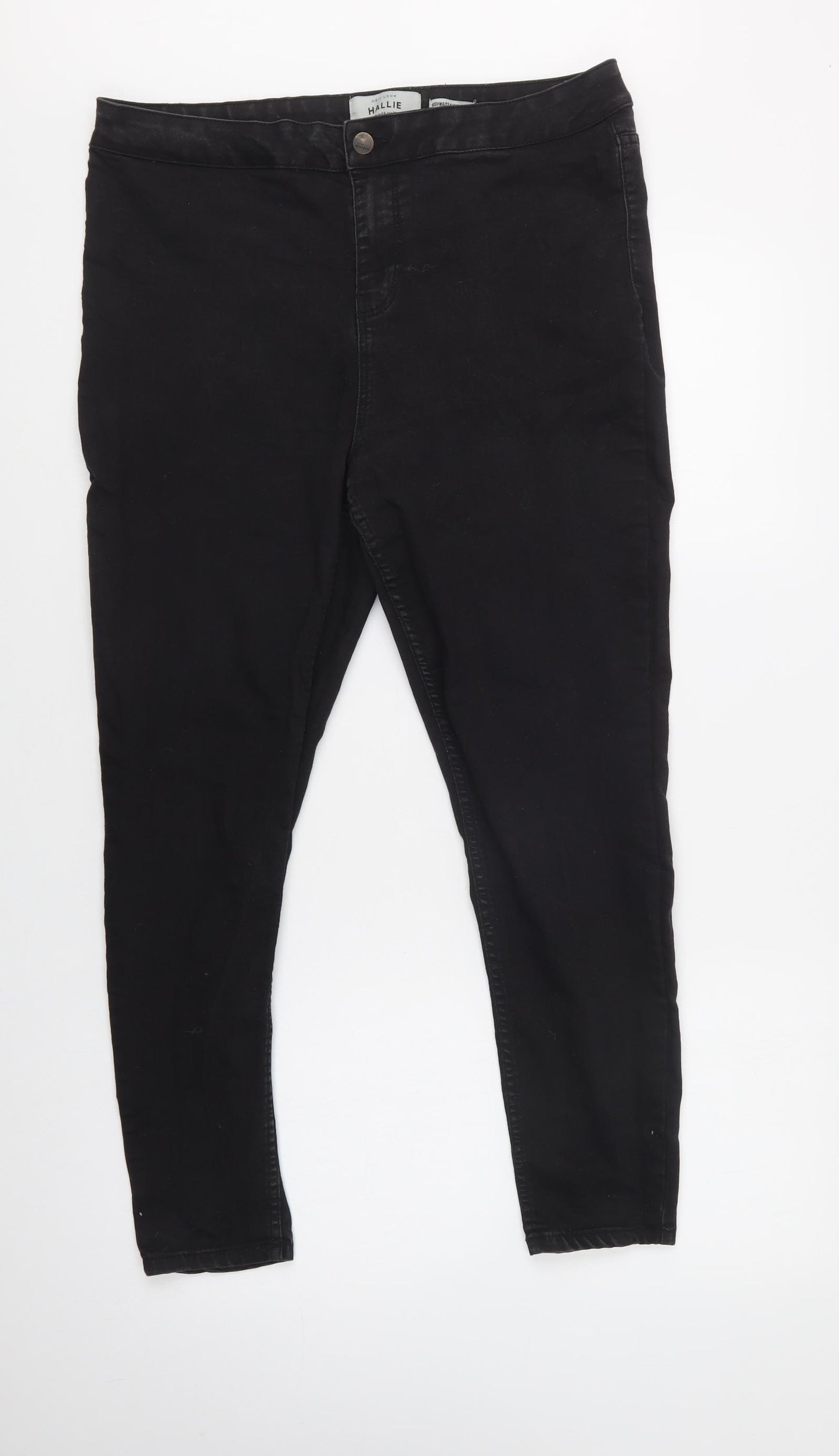 New Look Womens Black  Cotton Jegging Jeans Size 16 L28 in Regular Button