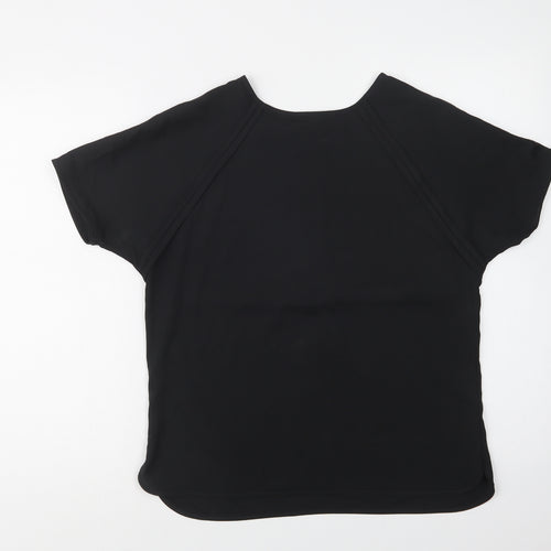 Papaya Womens Black  Polyester Basic Blouse Size 10 Crew Neck