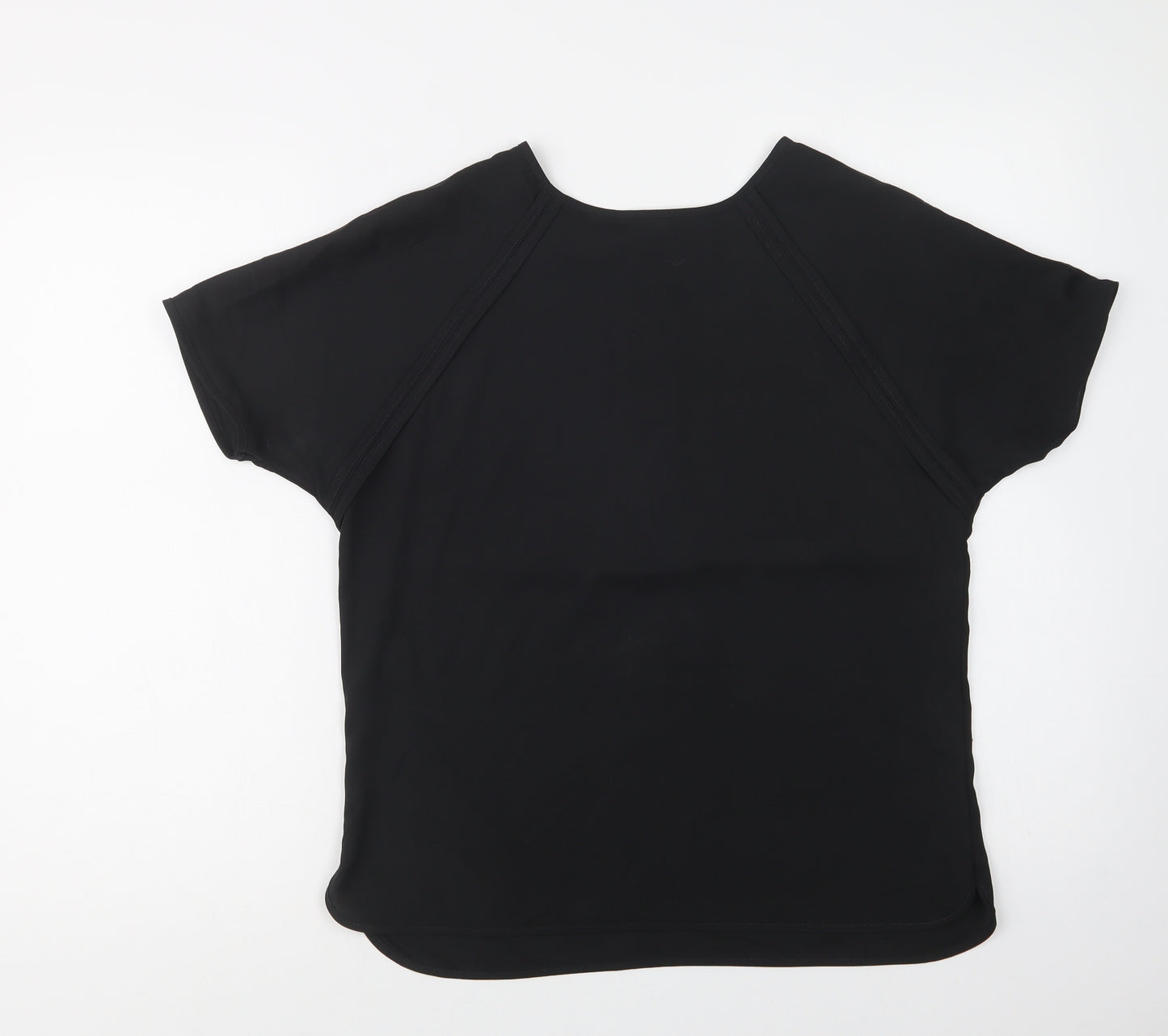 Papaya Womens Black  Polyester Basic Blouse Size 10 Crew Neck