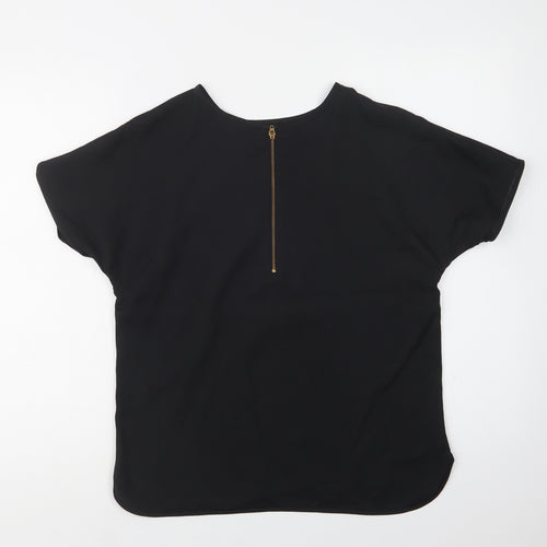 Papaya Womens Black  Polyester Basic Blouse Size 10 Crew Neck
