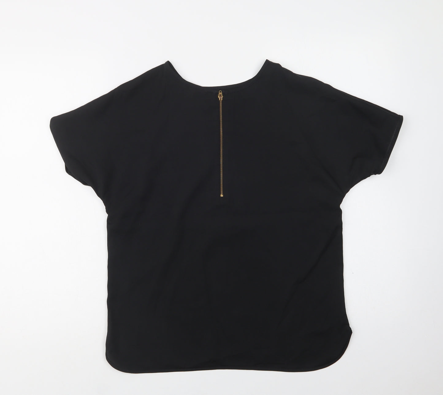 Papaya Womens Black  Polyester Basic Blouse Size 10 Crew Neck