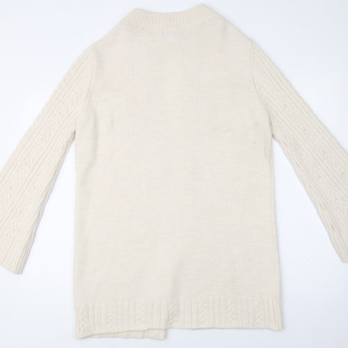 TU Womens Ivory V-Neck  Acrylic Cardigan Jumper Size 10